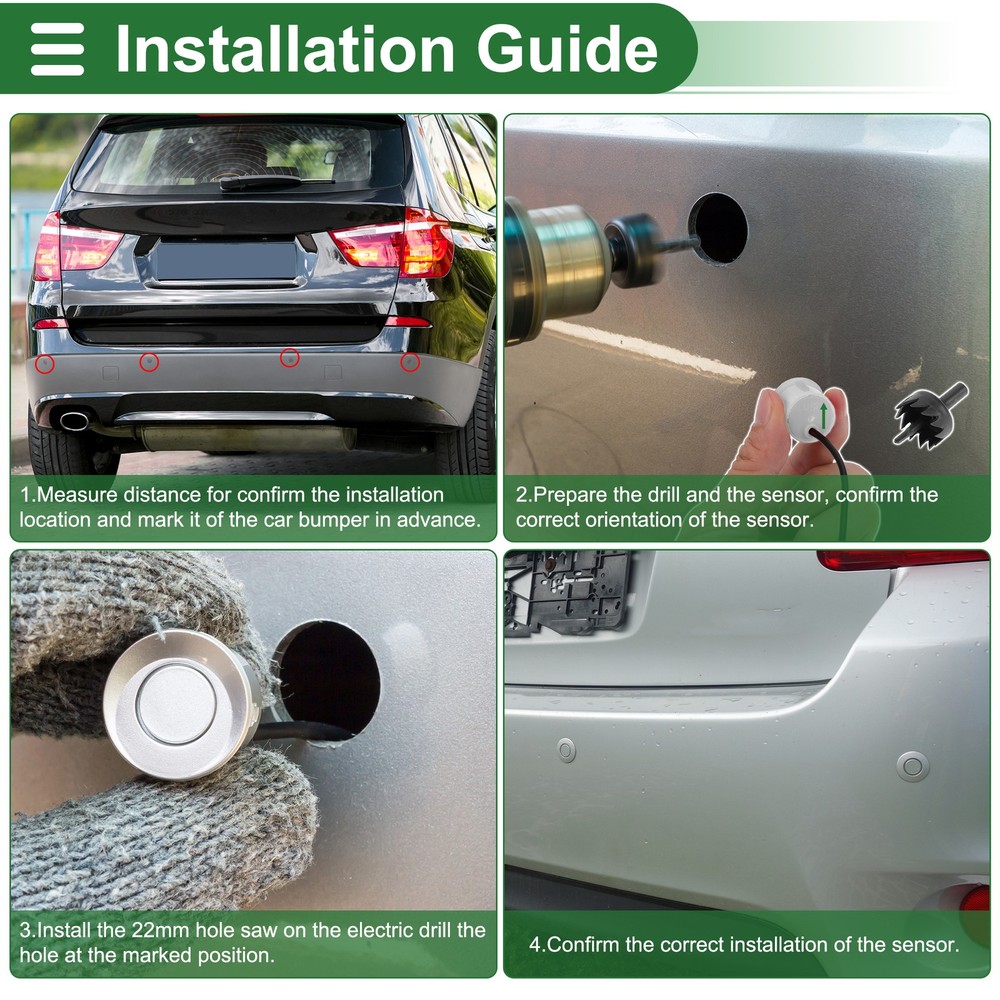 Reverse Backup Radar System Reverse Parking Sensors 4 Pc Parking Sensor