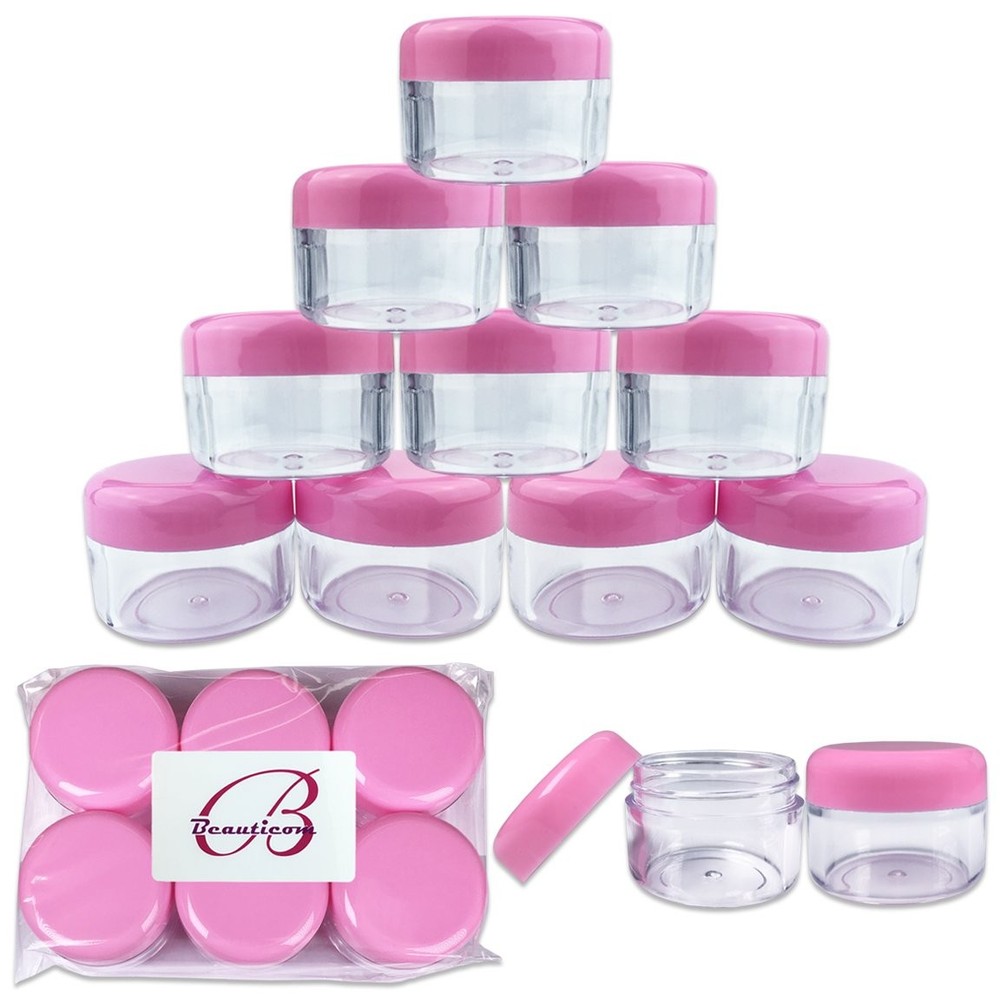 12 Pieces, 30 Gram 30 ML (1 Ounce) Round Clear Refillable Empty Plastic Jars ...