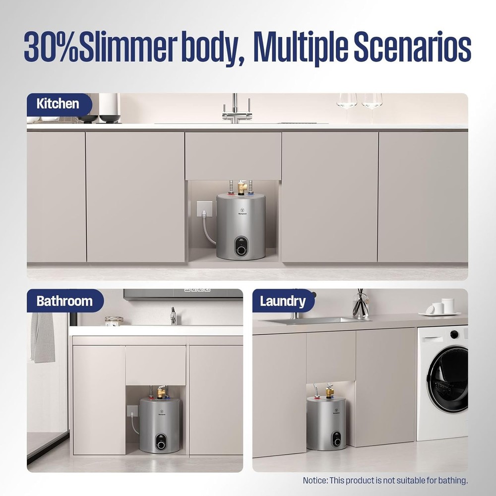 1.5 Gal 6.6L Electric Mini Tank Instant Hot Water Heater for Under Sink, Camper