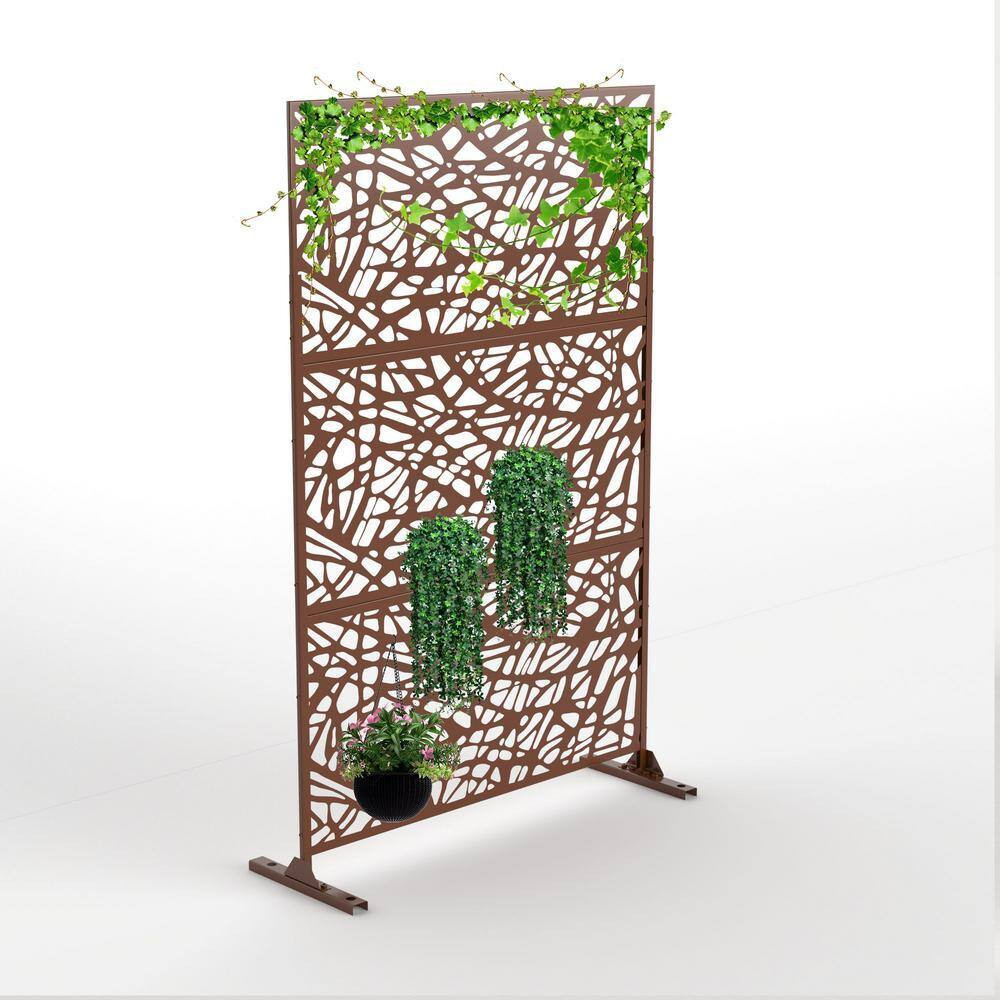 3-Panel Rust-Colored Weather Resistant Panel Screen