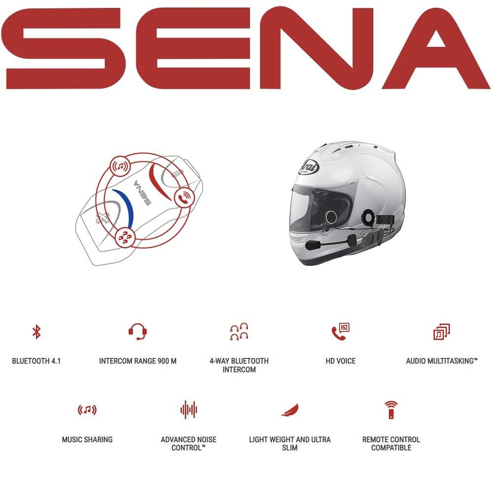 Sena 10R Motorcycle Bluetooth Communication System Low Profile Intercom Kit
