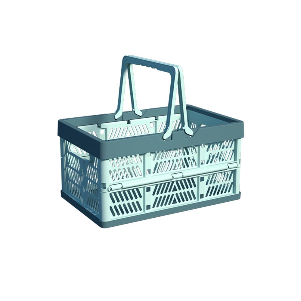 Collapsible Plastic Storage Crate - 20L Folding Organizer Basket Portable Sta...