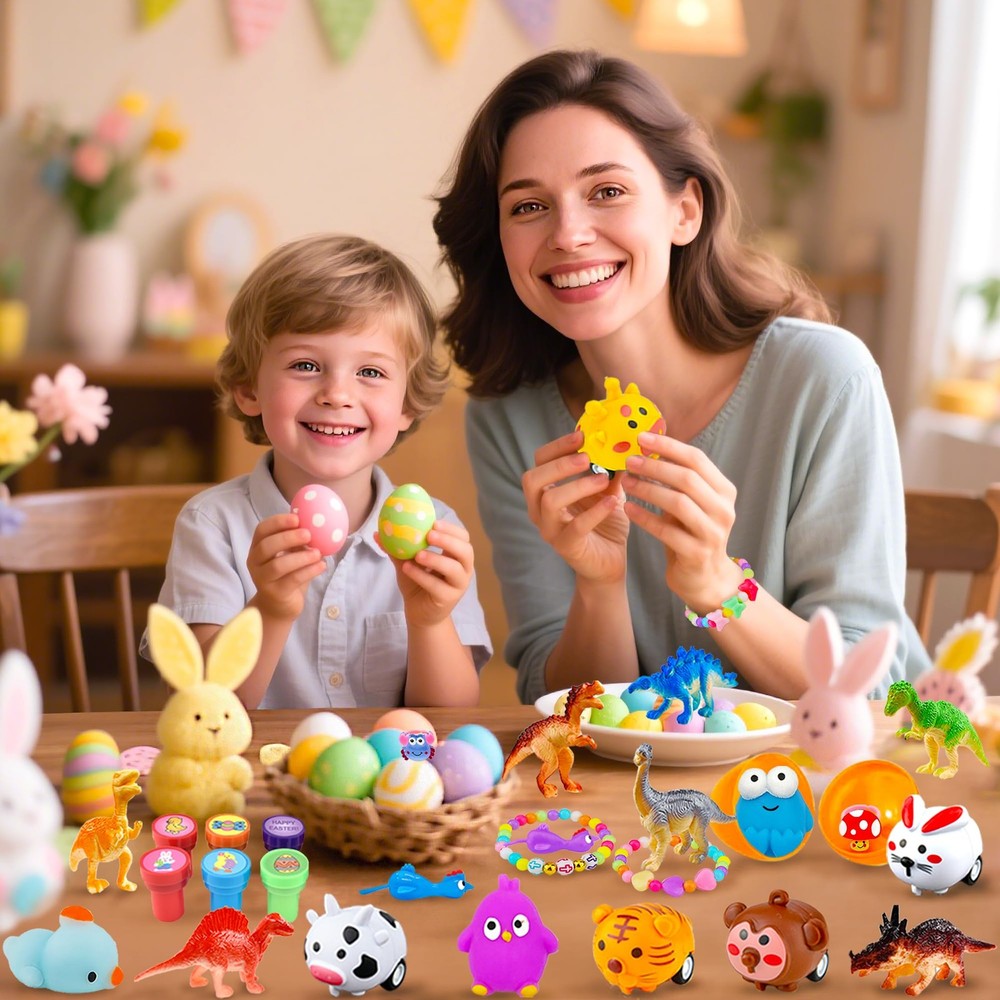 318 pcs filled Easter Eggs with Toys Easter Egg Fillers 100 pack Easter egg w...