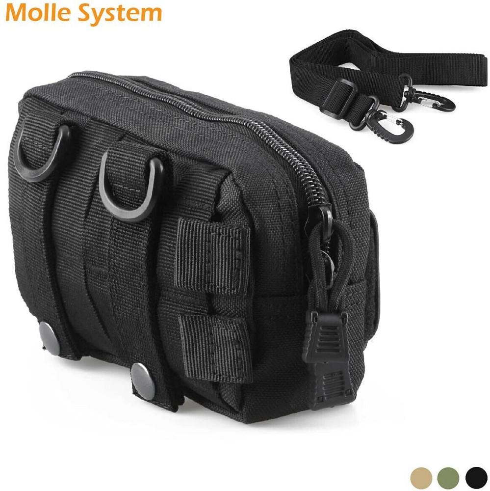 Small Tactical MOLLE Admin Pouch EDC Tool Organizer Zippered Utility Waist Pack