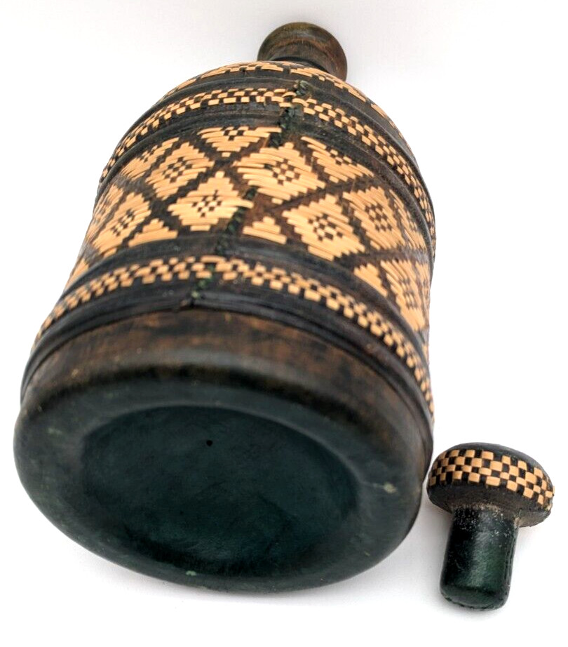 Leather & Basket Weave Wrapped Empty Bottle Stopper