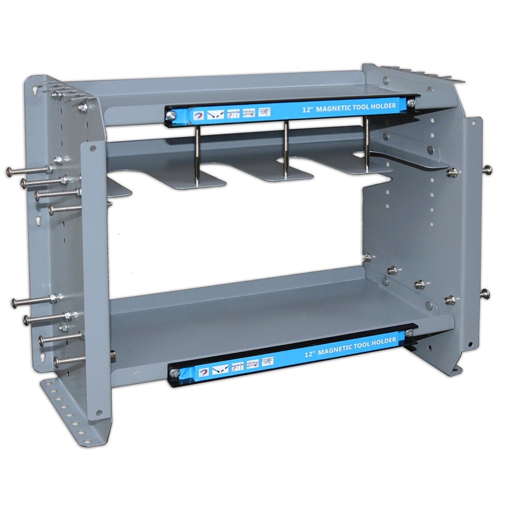 Wall-mounted Garage Tool Rack 3-Layer Tool Organization Device 12"Magnetic Strip