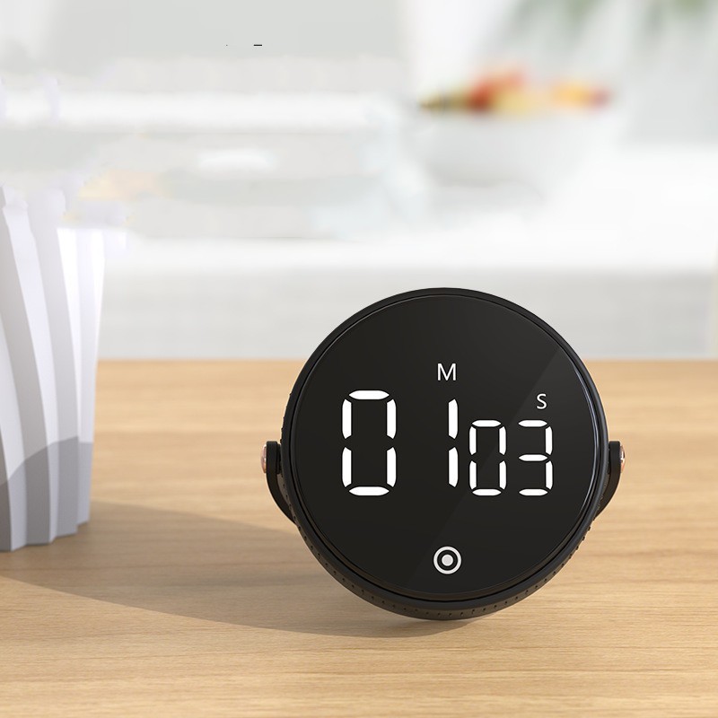 Magnetic Digital Kitchen Timer LCD Silent Rotary Countdown Count Up Alarm