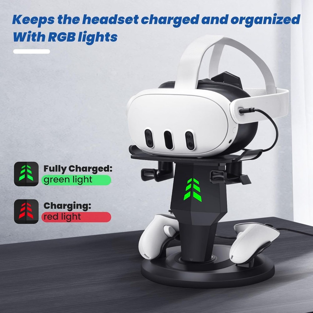 Lampelc VR Charging Dock for Meta Quest 3S/3/2, Vertical Storage Stand Charging