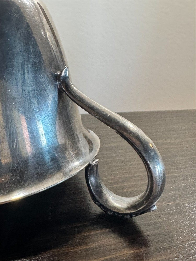 WM Rogers Silverplate Cup 846 Vintage Decorative Silver Mug Leaf Handle MCM