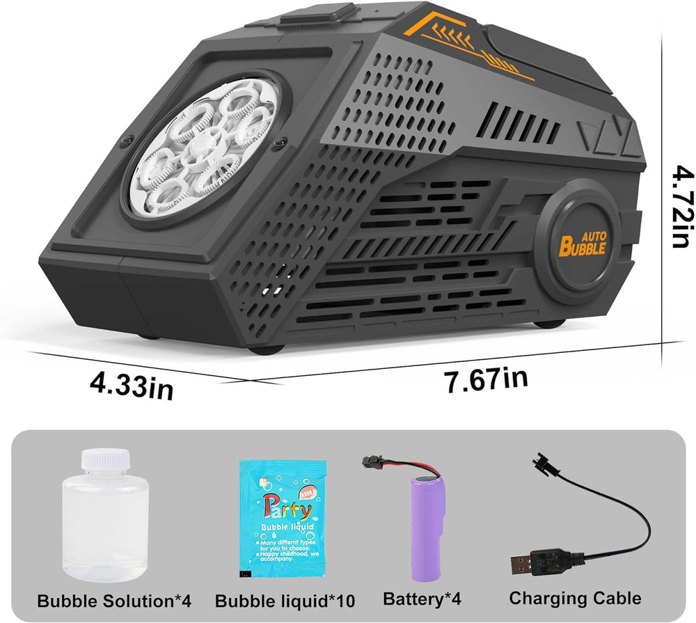 2-Pack Bubble Machine,Automatic Bubble Blower with 4 Rechargeable Batteries 2...