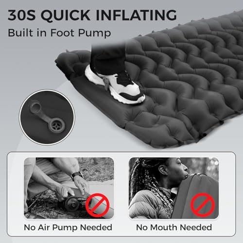 Sleeping Pad for Camping, Ultralight Connectable Inflatable Single Grey