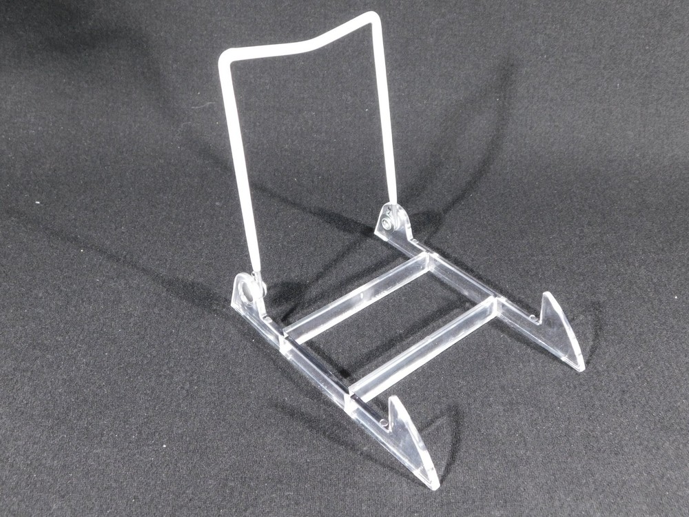 Easel Display Stand Medium Size ADJUSTABLE White Back Clear Base