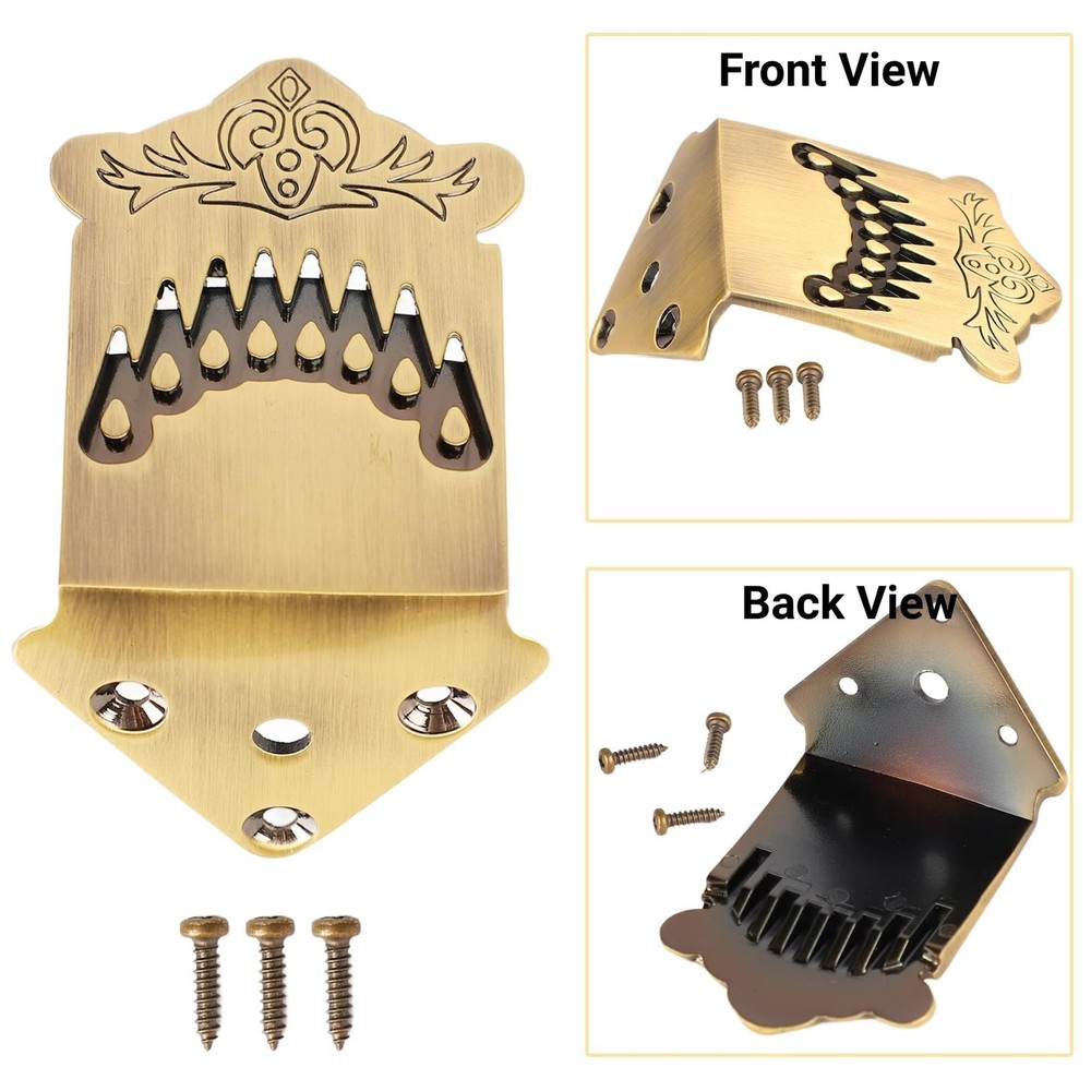 8 String Mandolin Tailpiece Metal Feather Pattern Replacement Part for Arched...