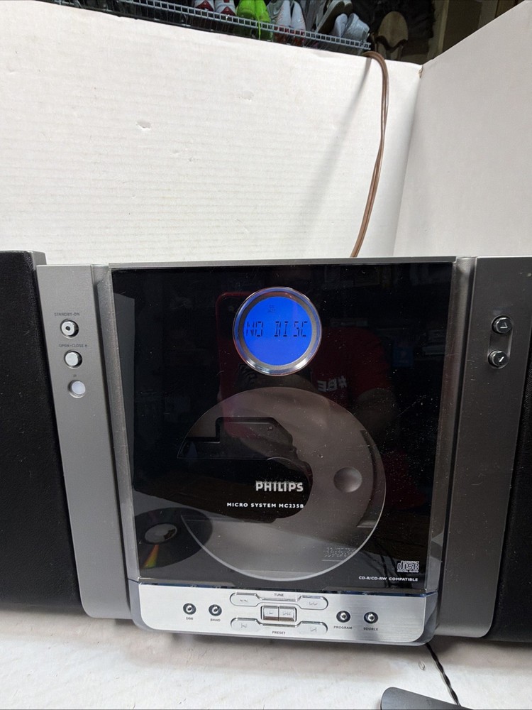 Philips MC235B/37 Micro Shelf Stereo System CD AM/FM w/ Speakers Tested Works