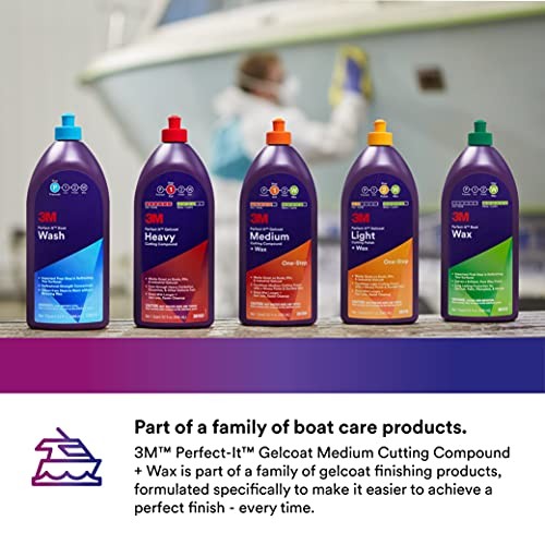 Perfect-It Gelcoat Medium Cutting Compound + Wax, 36106, One-Step 1 Quart