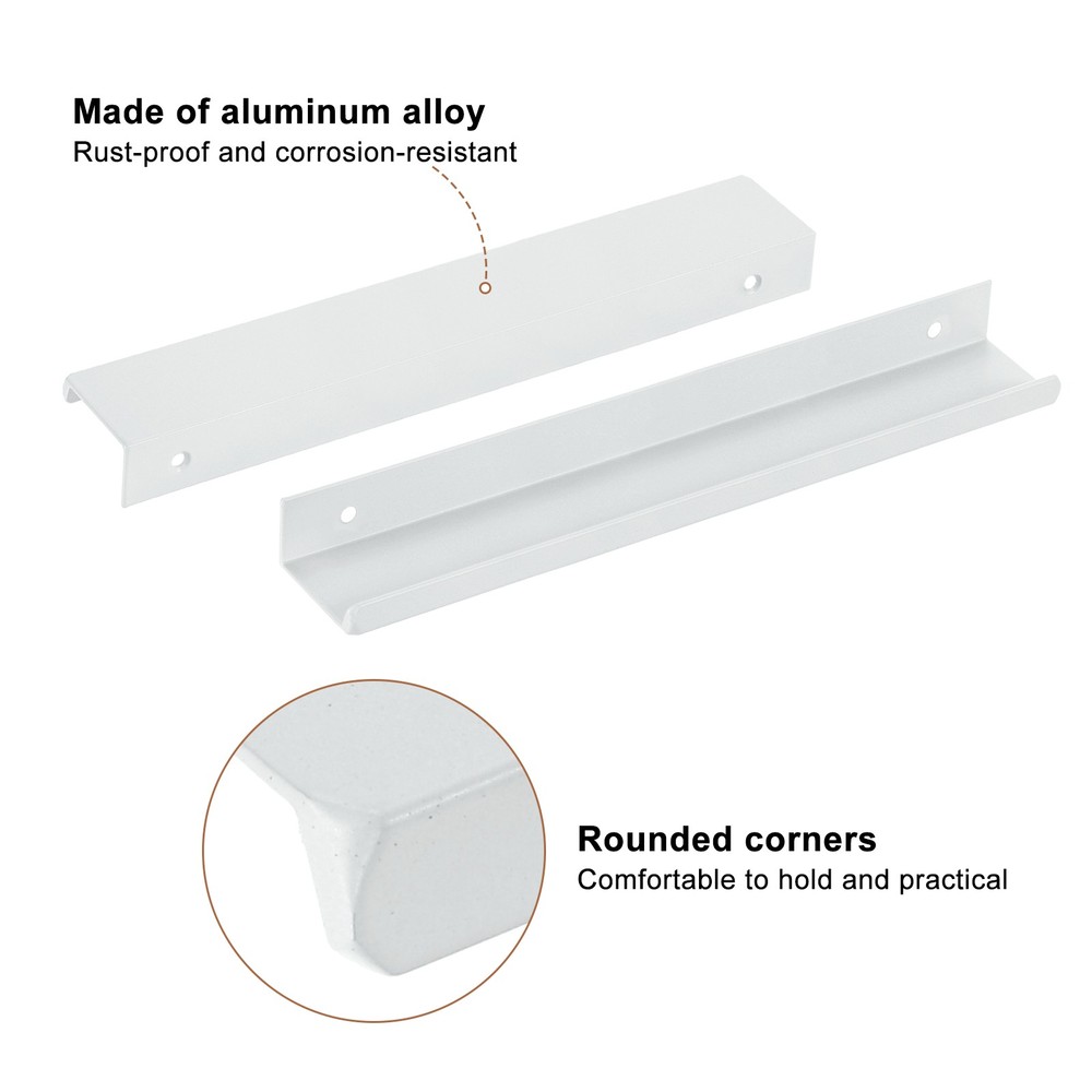 Cabinet Edge Finger Pull, 6pcs 200mm / 7.87" Hidden Cabinet Pulls, White