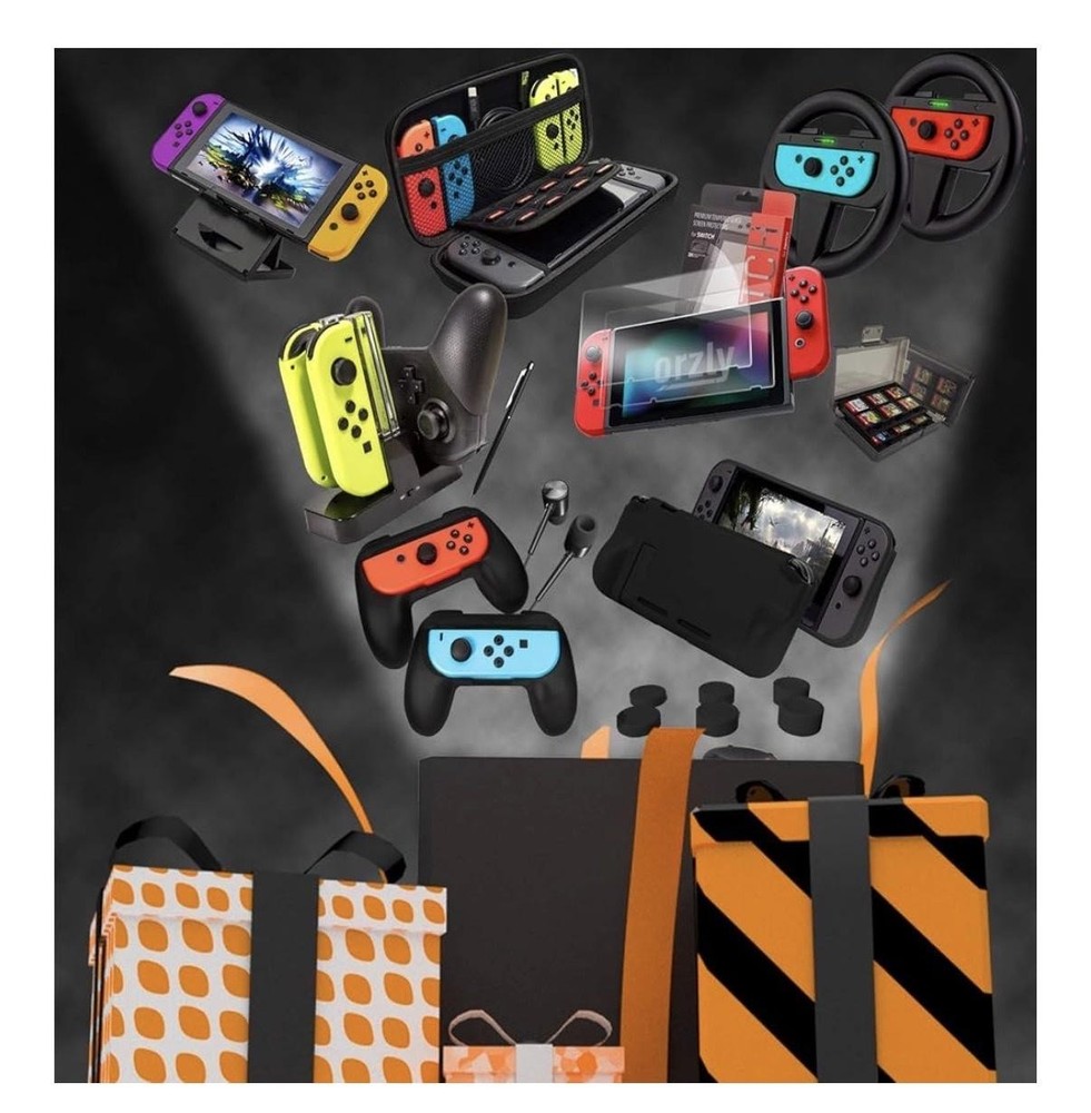 Orzly Ultimate Geek Pack Accessory Bundle For Switch Switch OLED Black