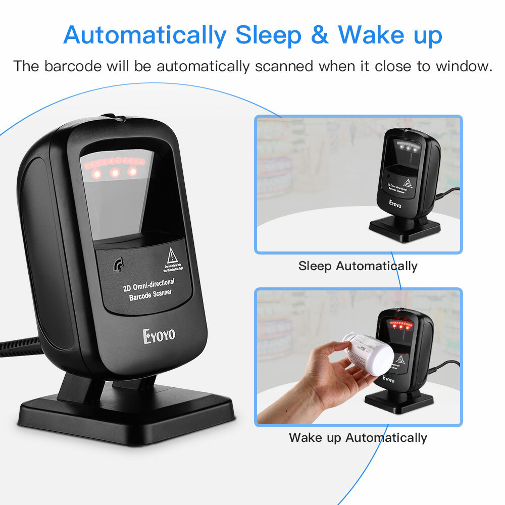 Eyoyo 1D 2D Desktop Barcode Scanner Automatic Image Sensing for Library Store