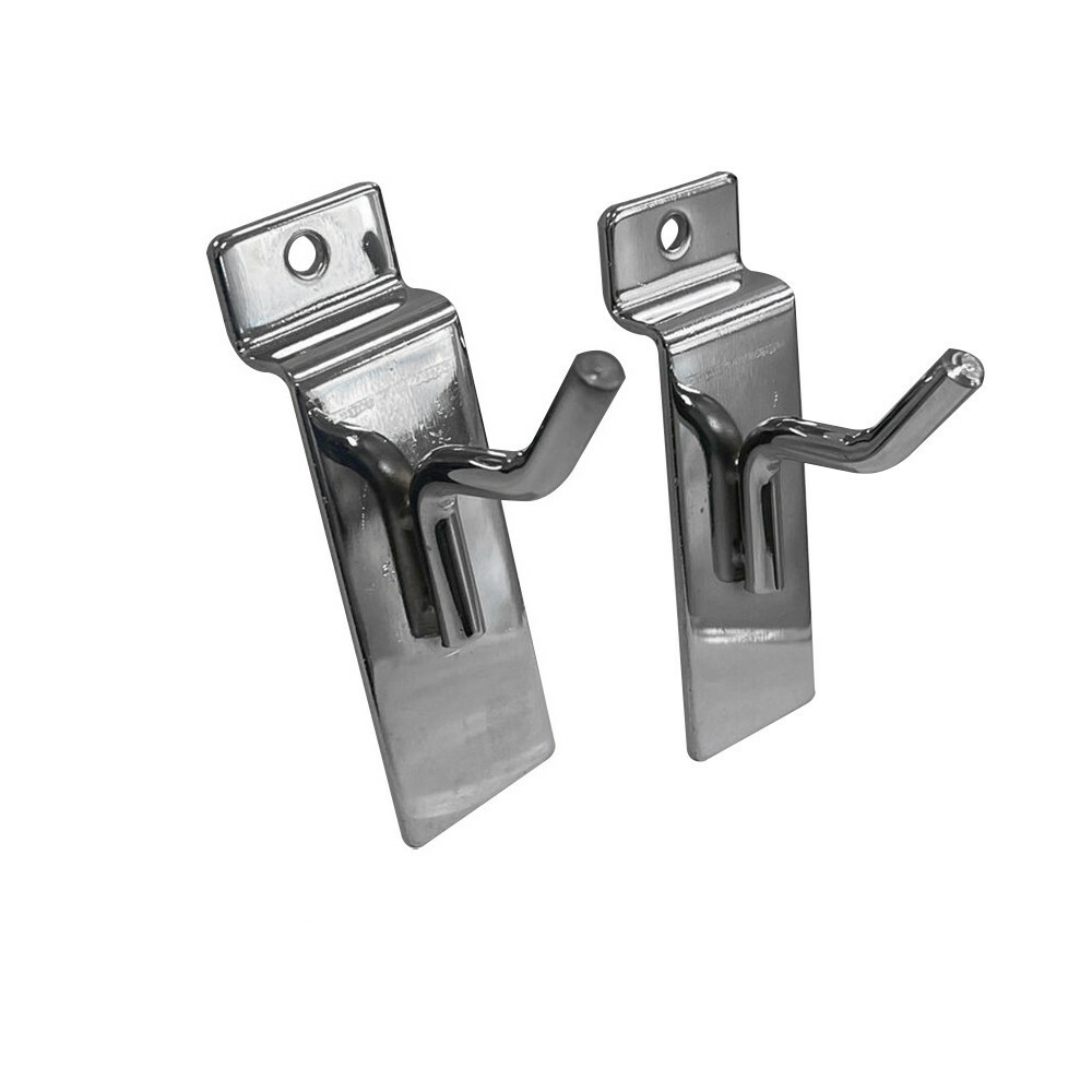 1" Slatwall Hook Panel Display Hooks, 1/4" Thickness Metal, Chrome - PACK 50