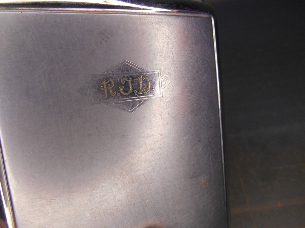 Ronson Mastercase Etched Silver Tone Cigarette Lighter Monogram RJD