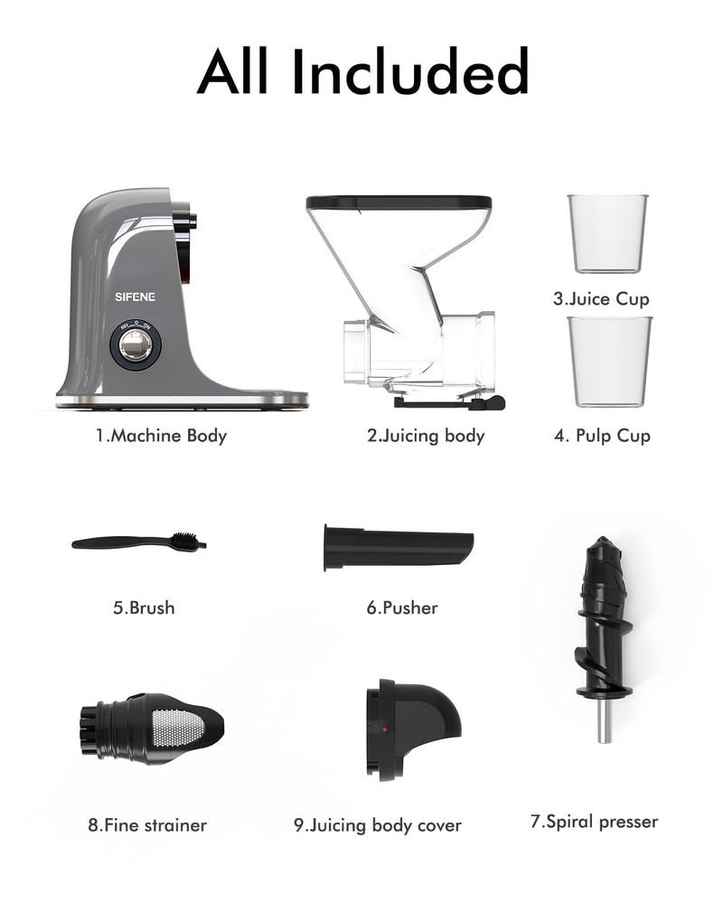 Cold Press Juicer Machine, Compact Single Serve Slow Masticating Juicer, Vegetab