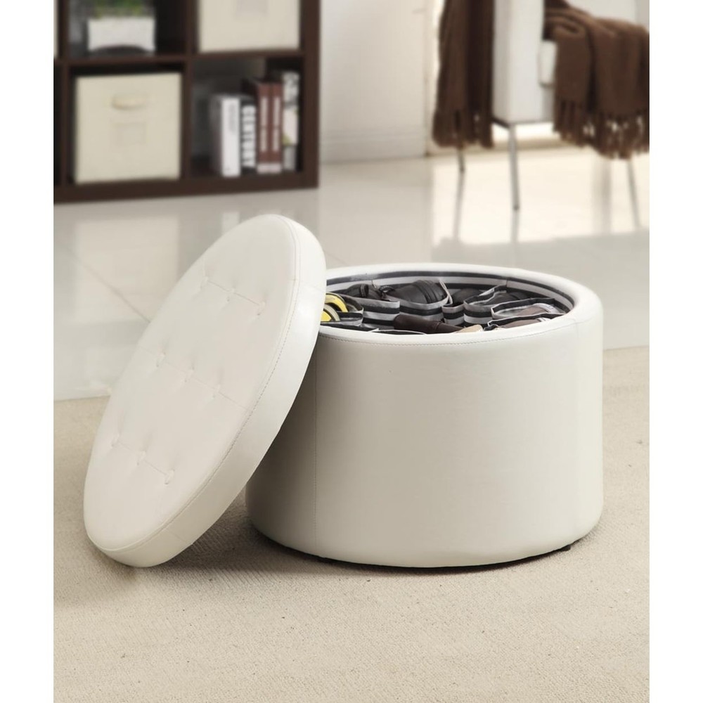 Comfort Round Shoe Ottoman Ivory