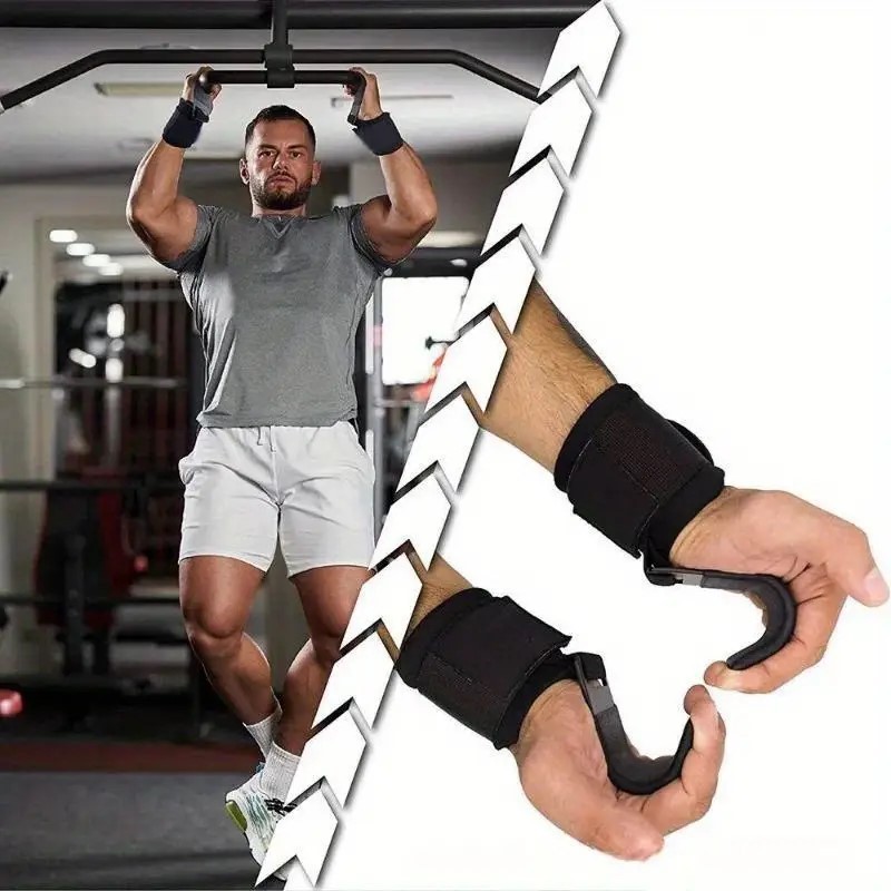 Weight Lifting Hooks Pull-Up Hooks & Straps for Weightlifting & Gym Workouts