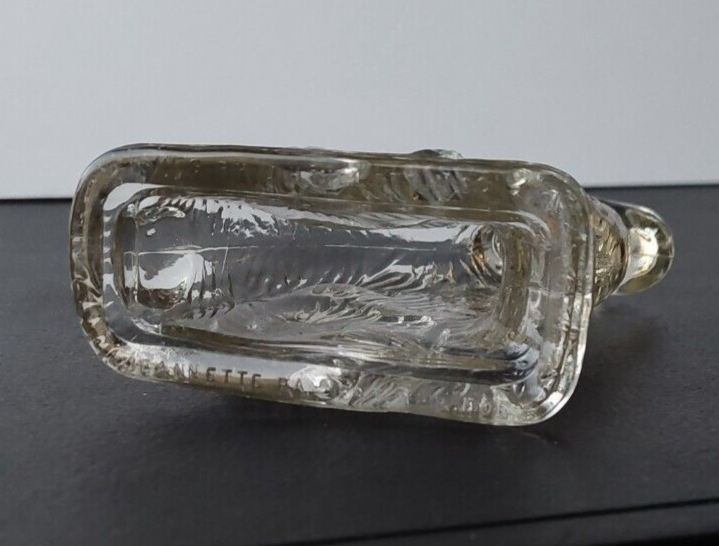 RABBIT / HARE SHAPE GLASS CANDY CONTAINER. J.H MILLSTEIN CO.