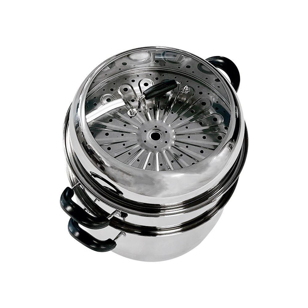 2-tier 14 inch Stainless Steel Stackable Steamer Pot, with Lid, Multipurpose Use