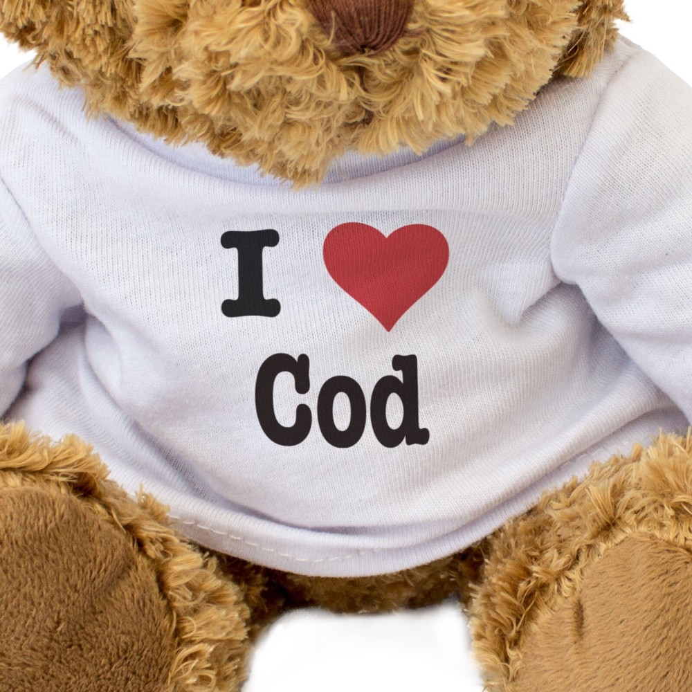 NEW - I LOVE COD - Teddy Bear - Cute Cuddly Soft Adorable - Gift Present