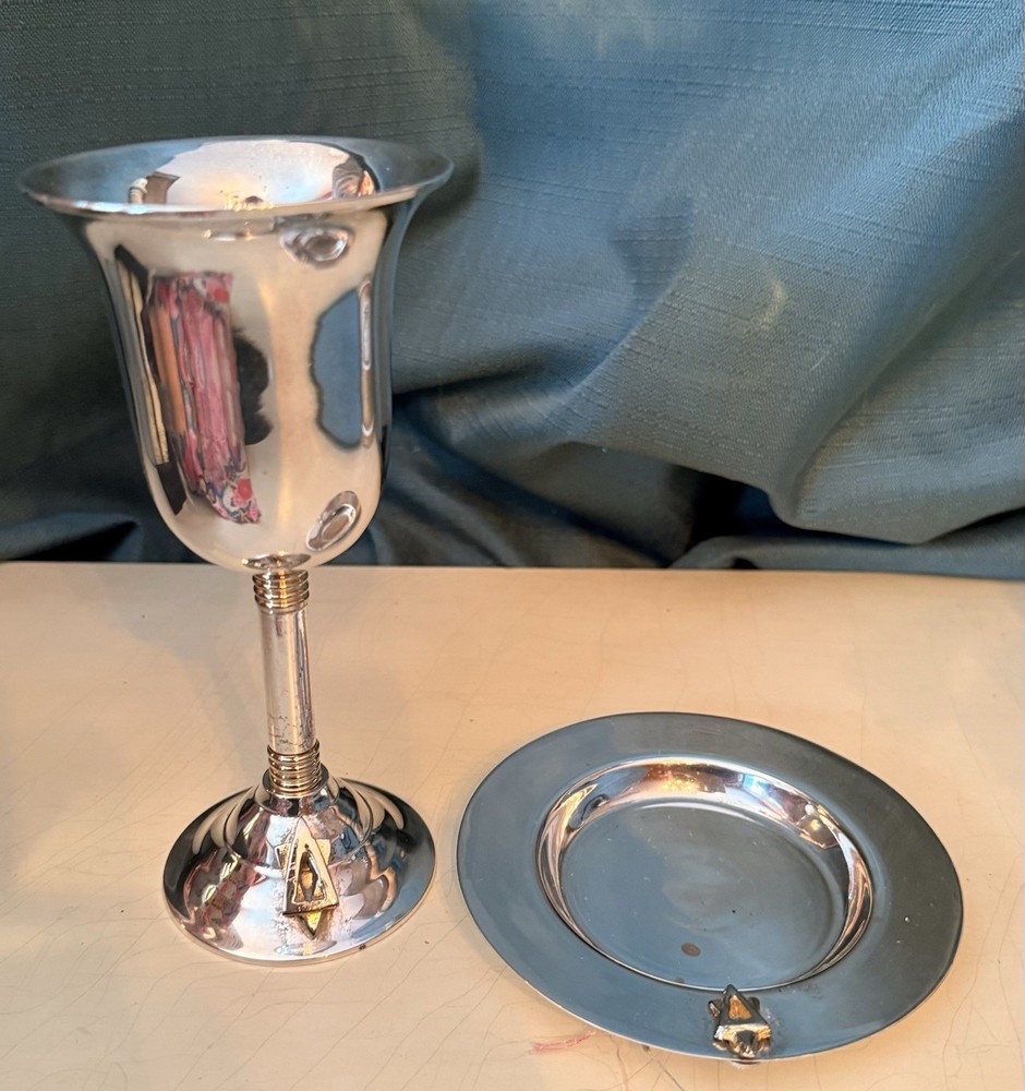 Silverplate Kiddush Cup and Saucer