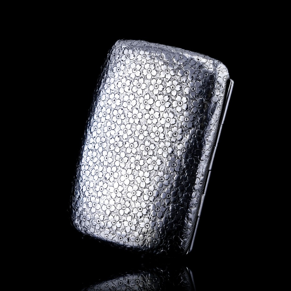 Antique Victorian Solid Silver Cigarette Case Unusual Opening Mechanism 1886