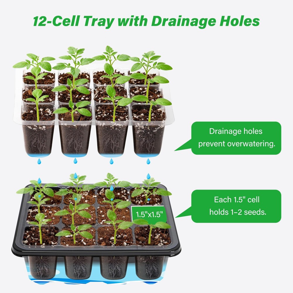 5-Pack Seed Starter Tray Seedling Kits,Plant Starter Kit with Adjustable Humi...