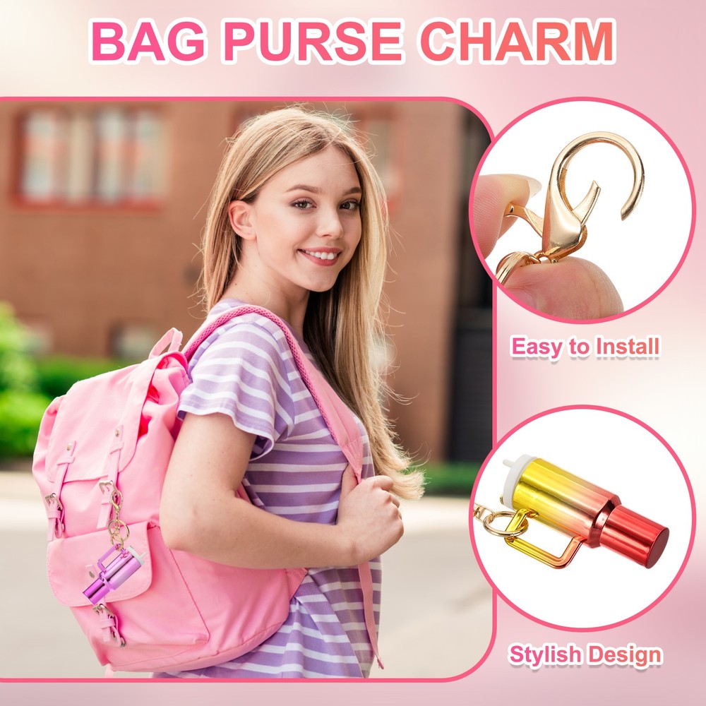 Mini Cup Keychain, 2Pcs Mini Tumbler Key Chains, Gradient-Gold Red