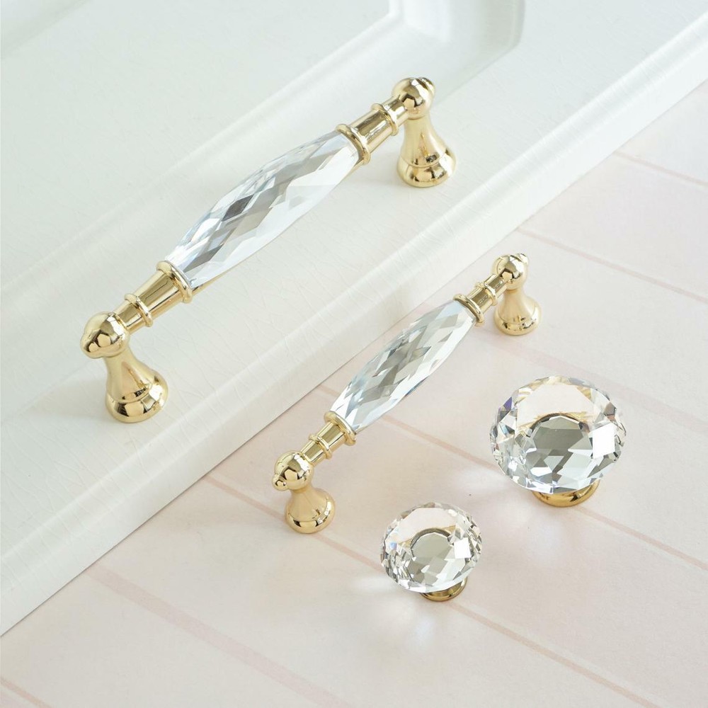 3.75" 5"Gold Crystal Dresser Knobs Drawer Handle Pulls Cupboard Cabinet Handle
