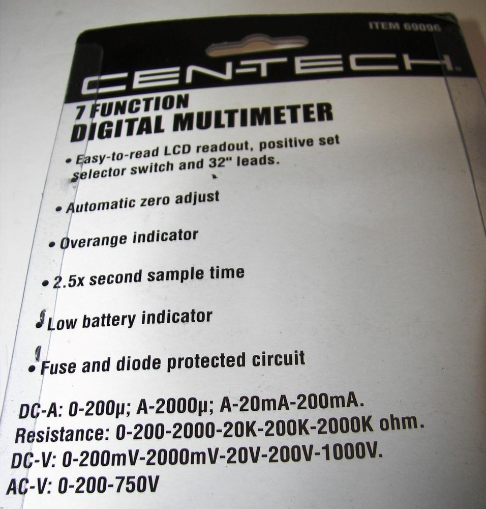 New Cen-Tech (7) Function Digital Multimeter, Electronics, Voltage Current -EL1