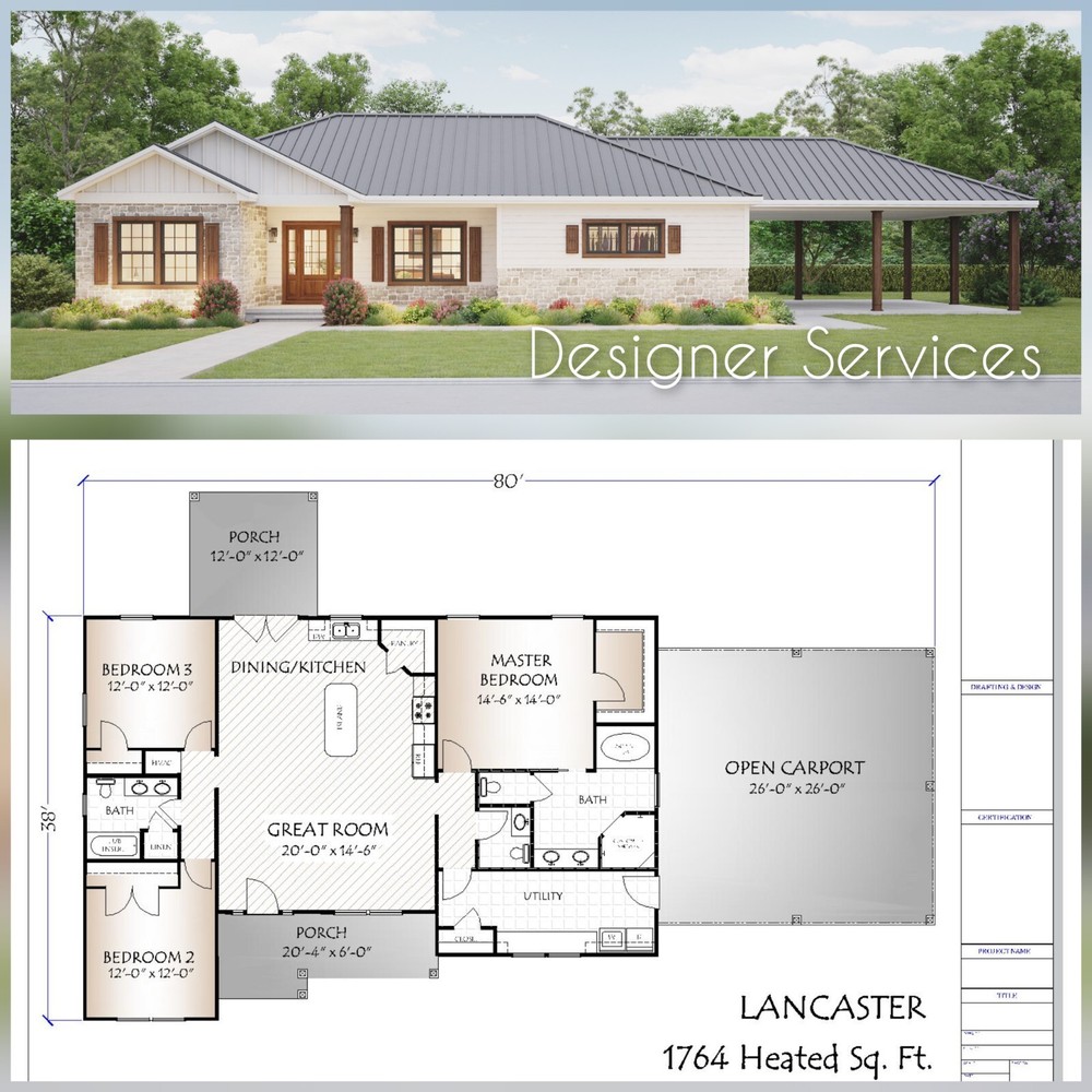 Lancaster House Plan 1764 Heated Square Feet