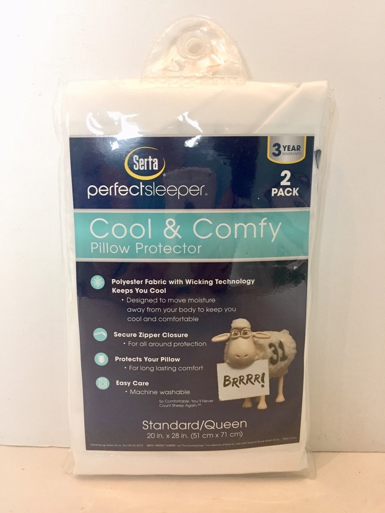 Serta Perfect Sleeper Cool & Comfy Pillow Protector Standard Queen 2 Pack White