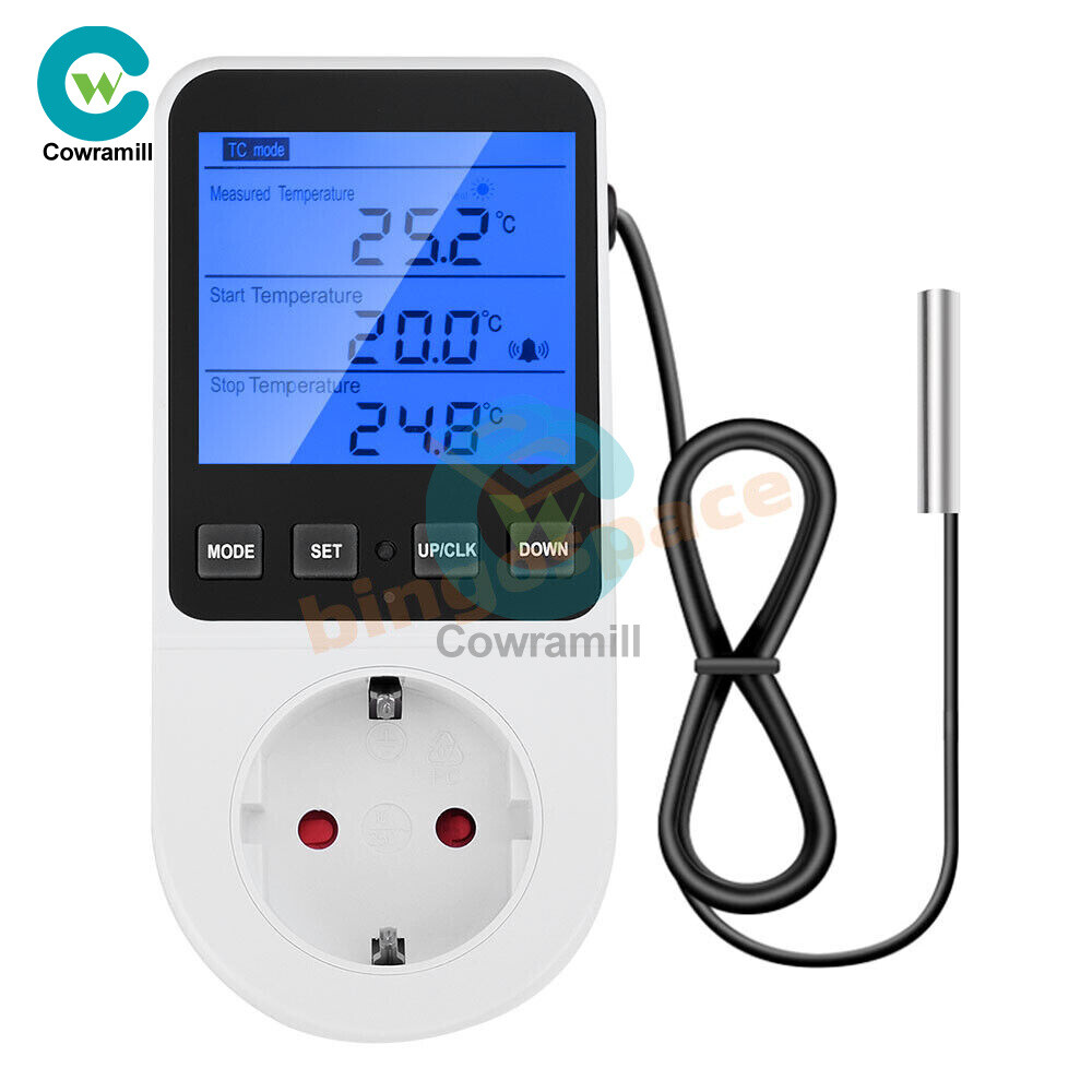 Digital Thermostat Outlet Plug Temperatures Controller Socket With Backlight