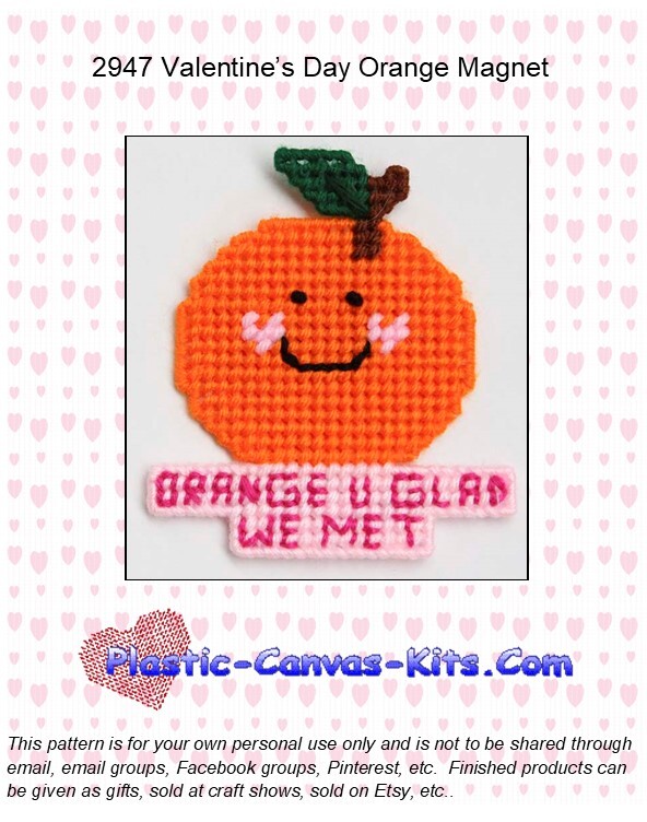 Valentine's Day Oragne Magnet-Plastic Canvas Pattern/Kit
