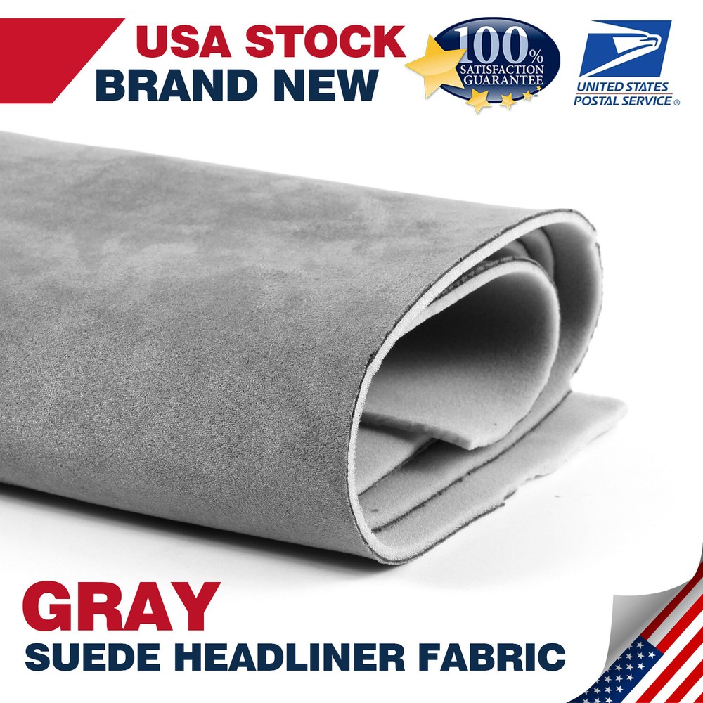 Car Ceiling Fabric Replacement - Pure Gray Headliner with Foam Backing 24Sqft