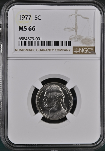 1977 Jefferson Nickel NGC MS 66