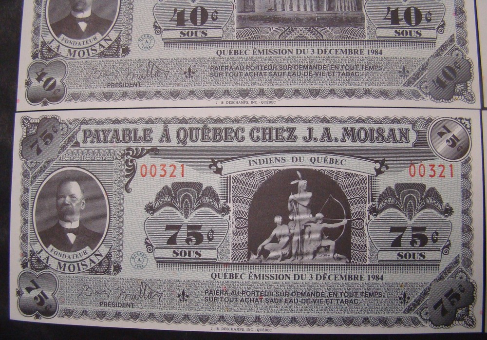 1984 Canada 3 Sous thru Dollar Moisan Quebec Matching Serial Numbers 12 Notes