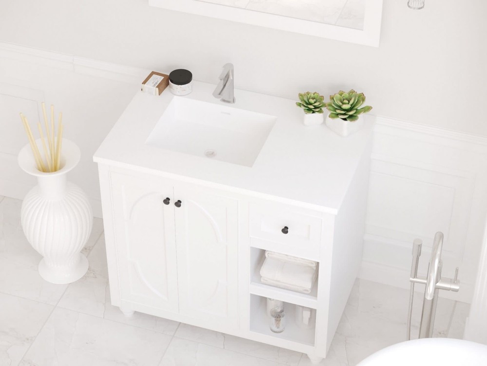 Miseno MVT-36L-313SQ1HSS Forever 36" Solid Surface Vanity Top - Matte White