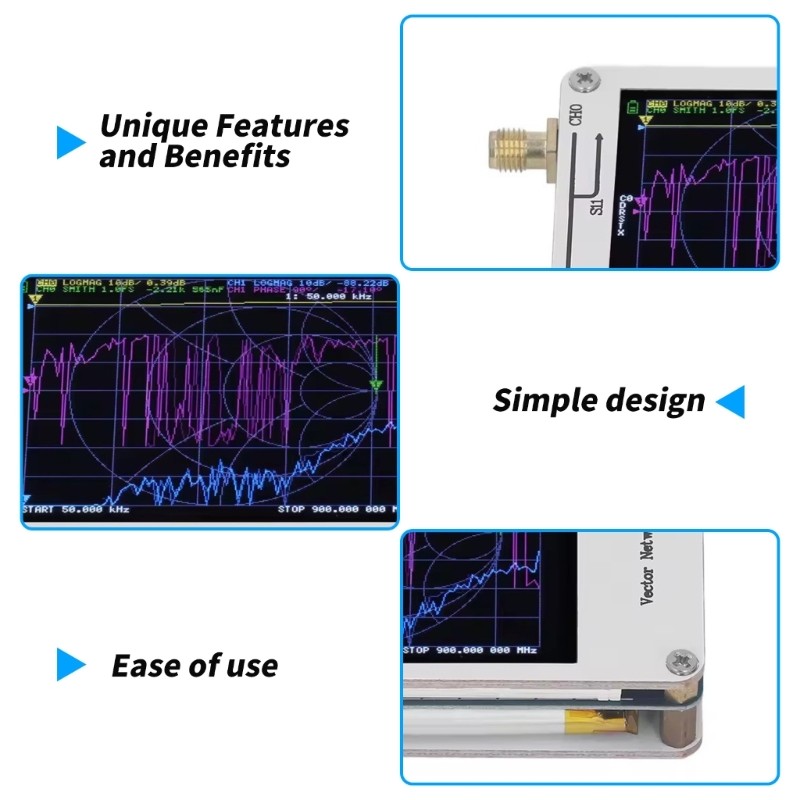 Vector Networking Analyzer 50KHz-900MHz Analyzer Analyzer 2.8inch