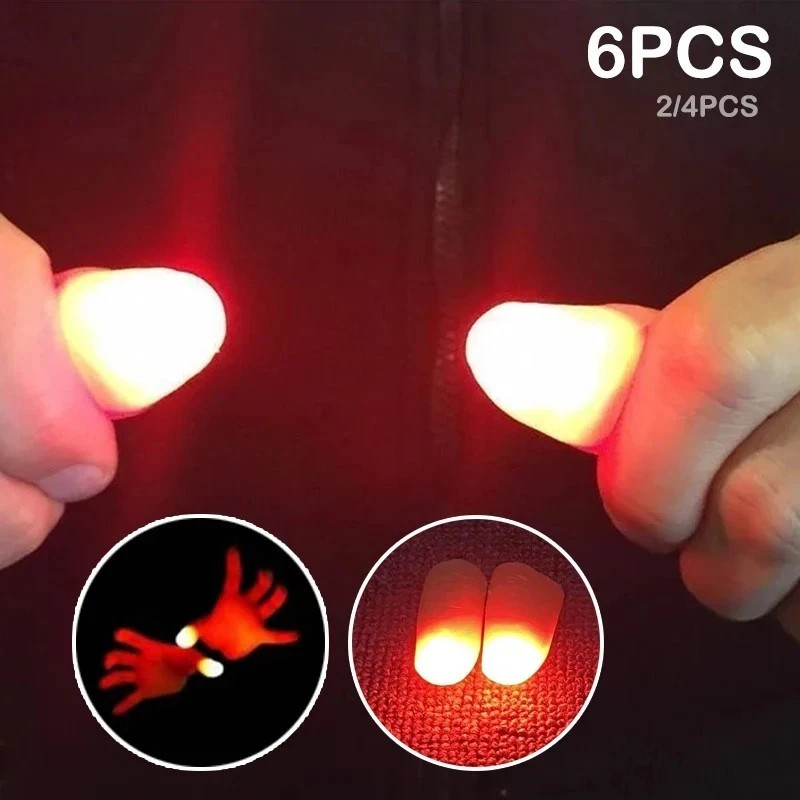 2PCS Fake Thumb Tips Magic Trick Light Up Fingers Prank Prop