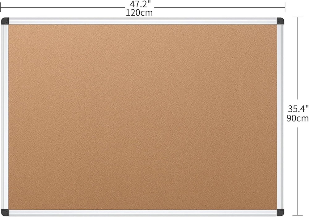 2 Pack Cork Notice Board, 48x36 Inches, Silver Frame