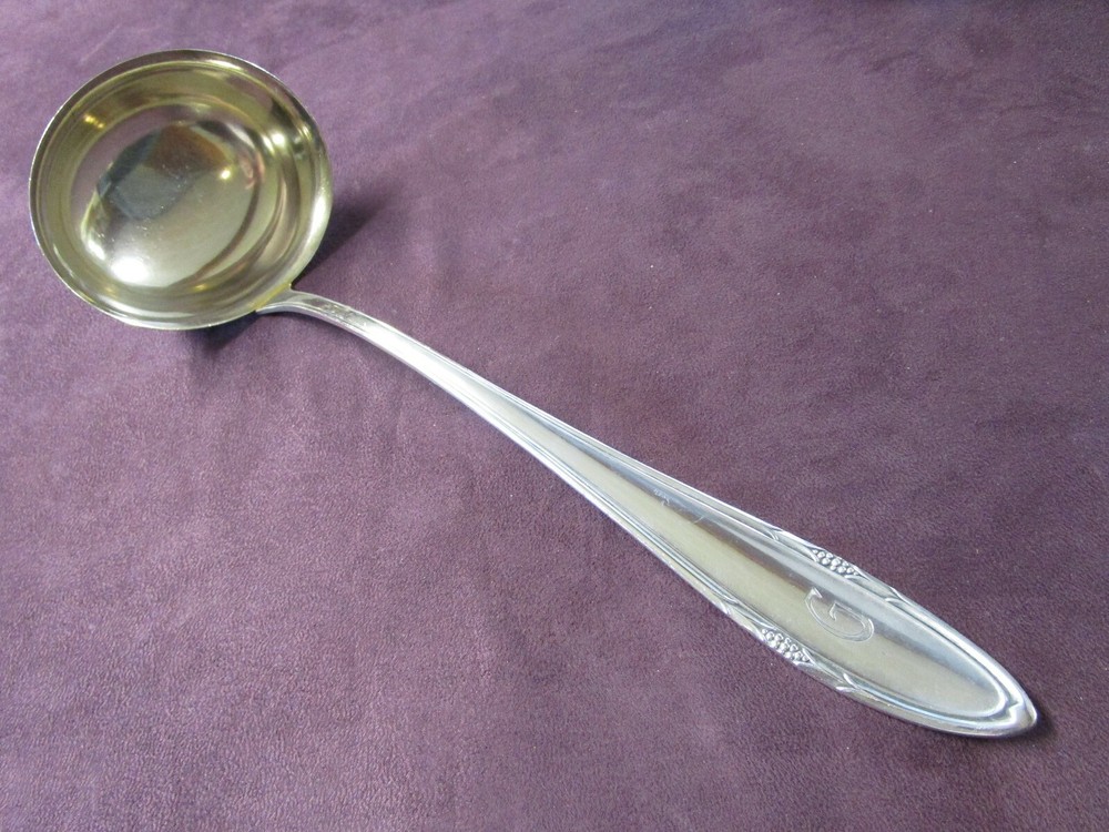 Unknown Pattern Silverplate Soup Ladle Gilded Bowl GERMANY G Monogram