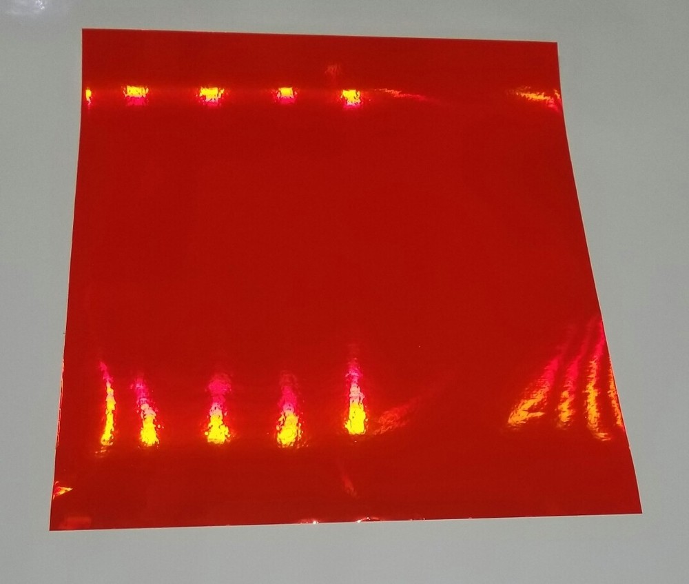 Fluorescent Red Rainbow Oil Slick Vinyl 24" x 6 ft