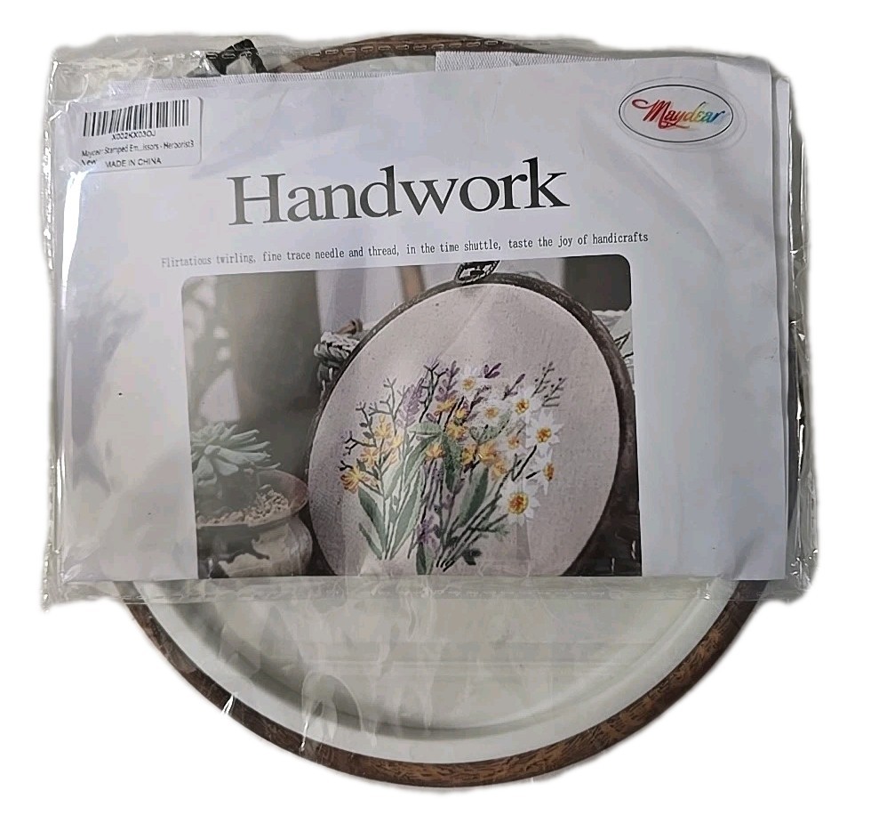 Embroidery Kit by Maydear, 8" Diameter Finished, Floral Design
